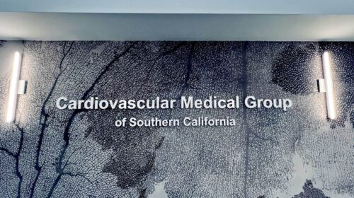 Cardiovascular Medical Group lobby sign attached to the wall