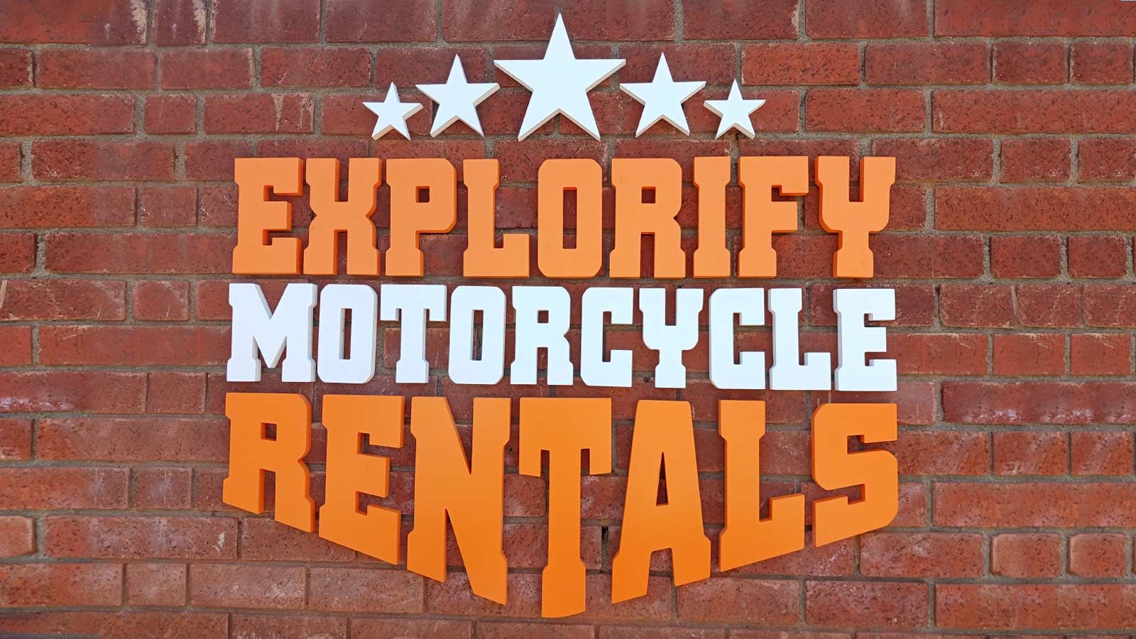 Explorify Motorcycle Rentals 3D pvc letters