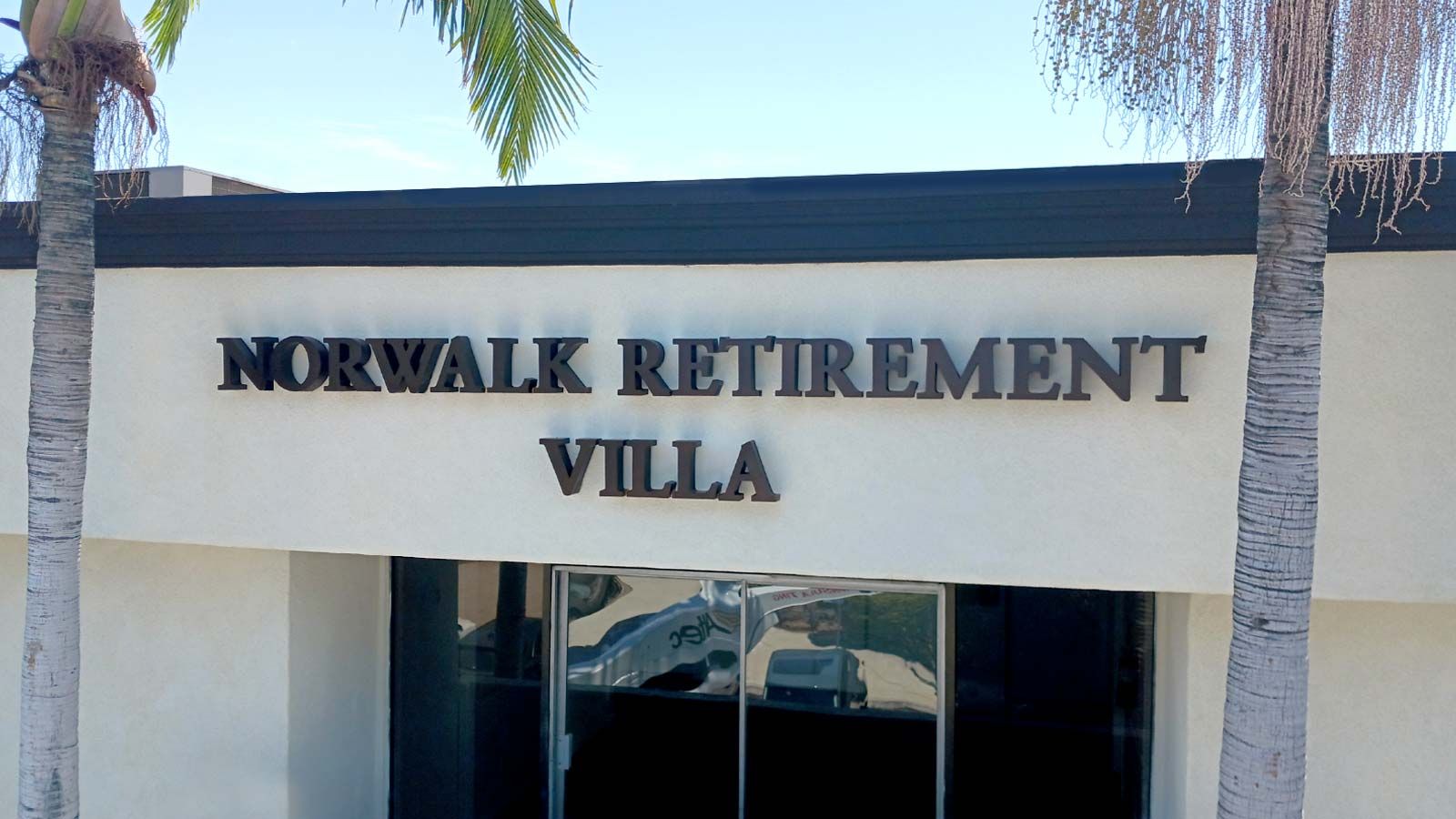 Norwalk Retirement Villa backlit letters