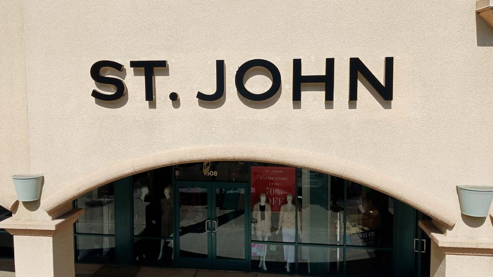 St. John backlit letters mounted on the building