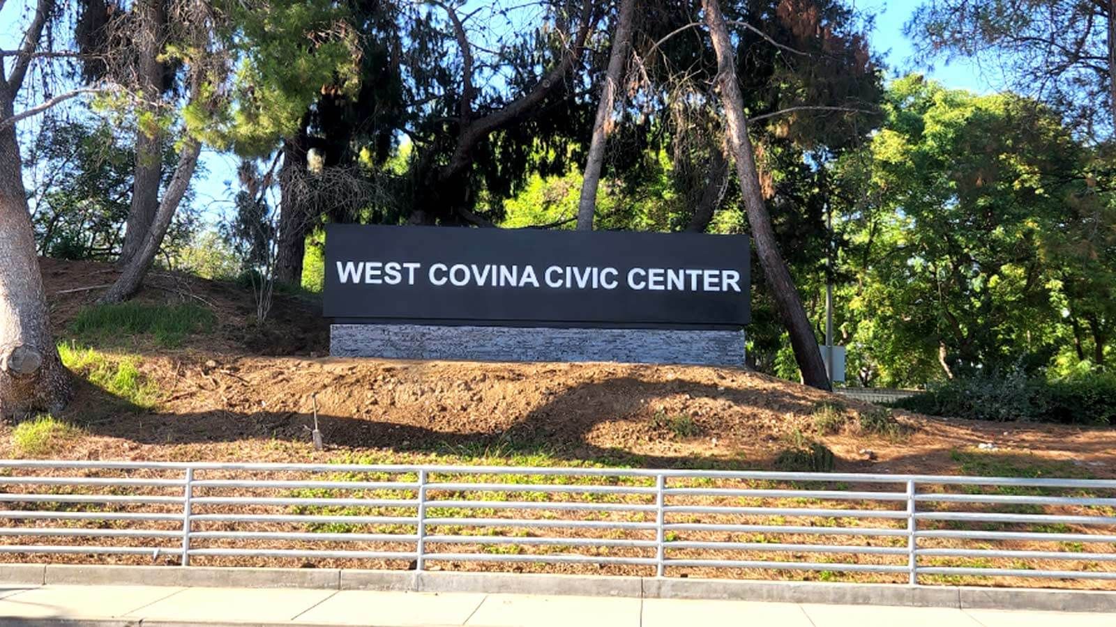 West Covina Civic Center architectural sign mounted outdoors