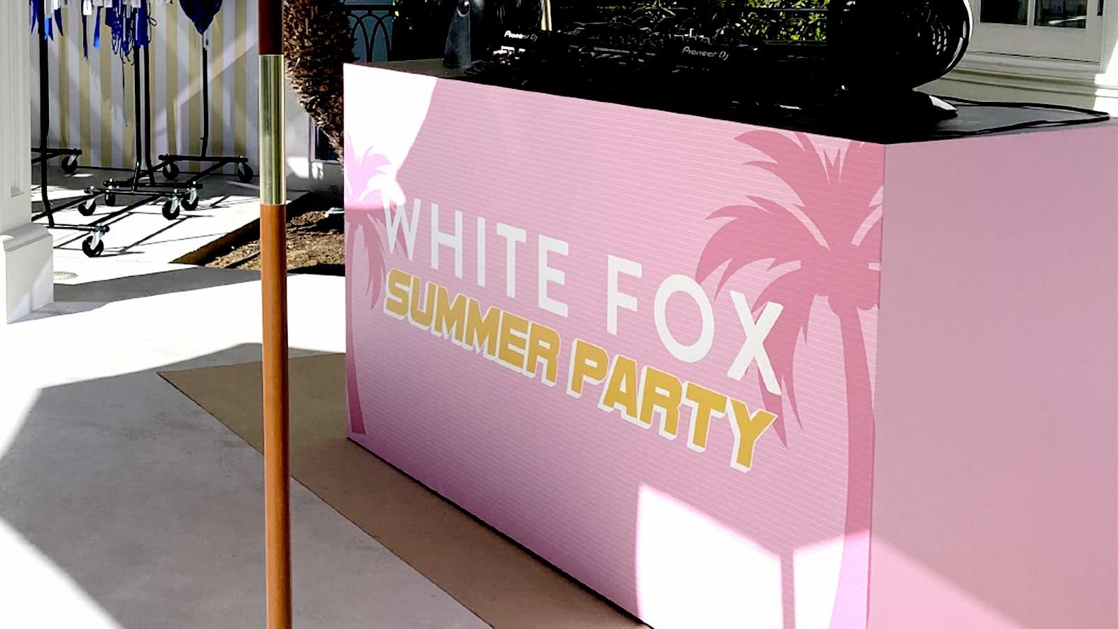White Fox custom decal displayed outdoors