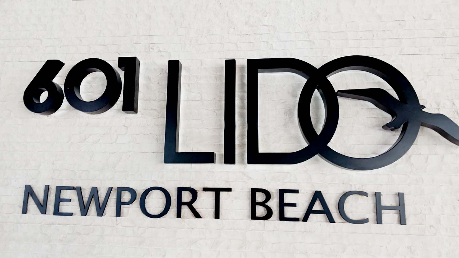 601 Lido backlit letters mounted on the wall