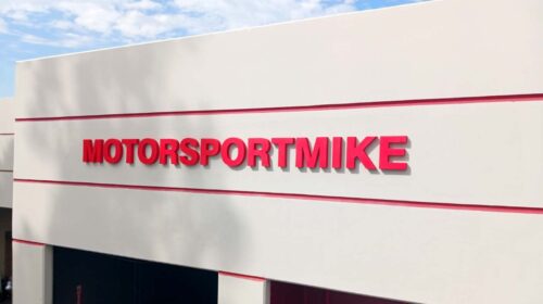 MotorSportMike building sign branding the building facade