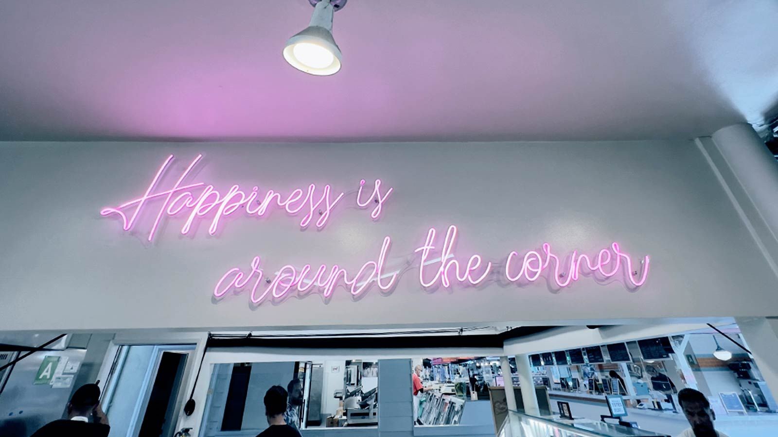 Pasta Corner LA light up sign placed indoors