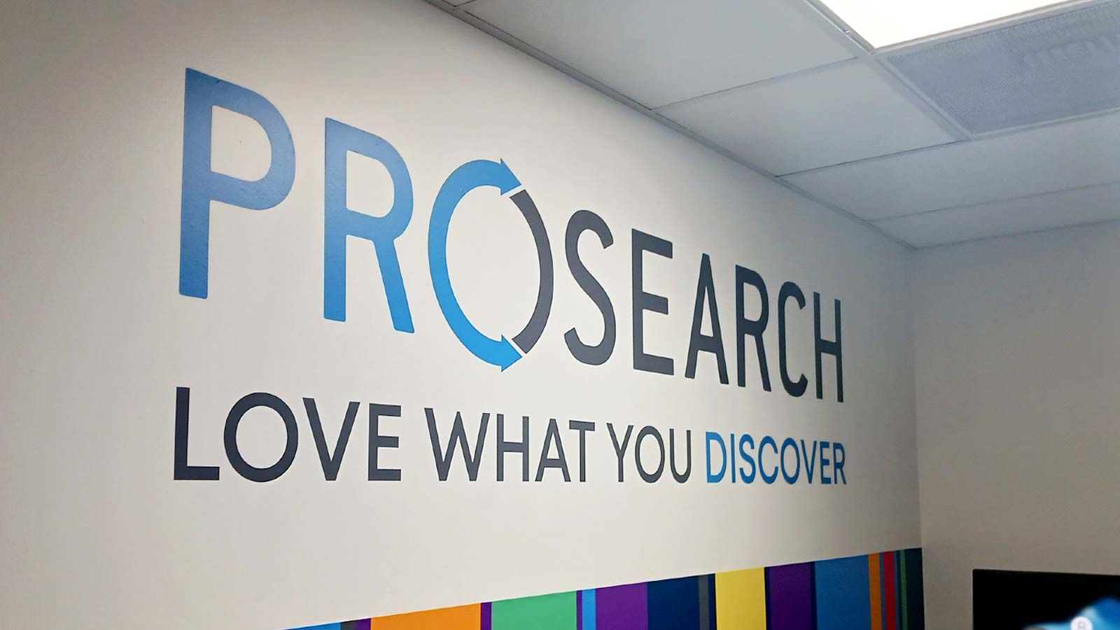 ProSearch wall decal for the company interior branding