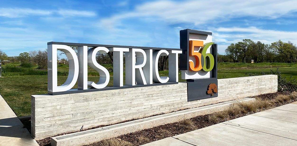 district 56 city branding stand-alone monumental design solution