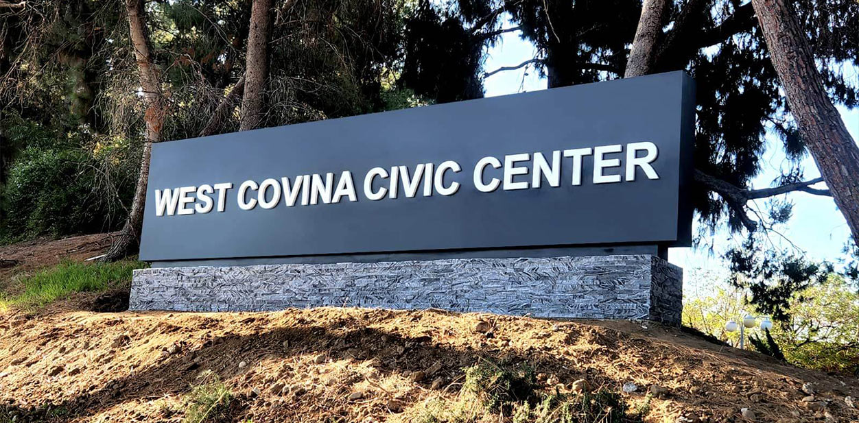 West Covina Civic Center place branding solution in black and white