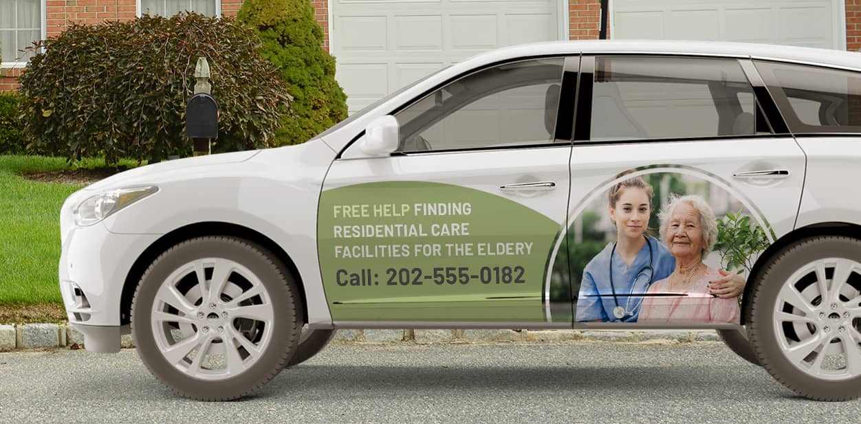 Mission event car branding solution with informative graphics