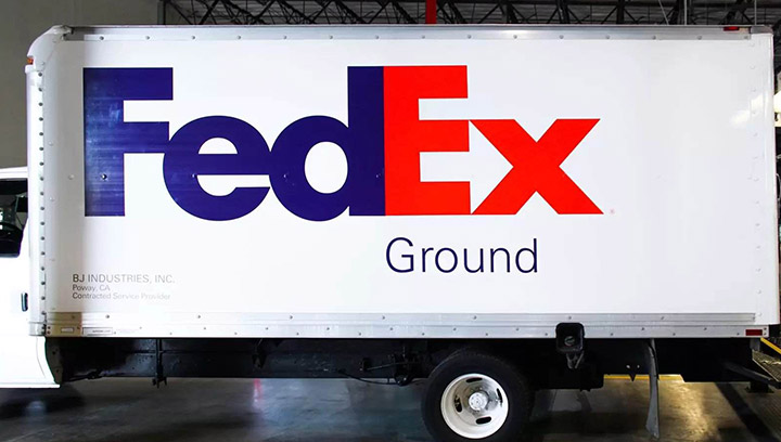 Fedex Group business logo sign made of opaque vinyl for vehicle display