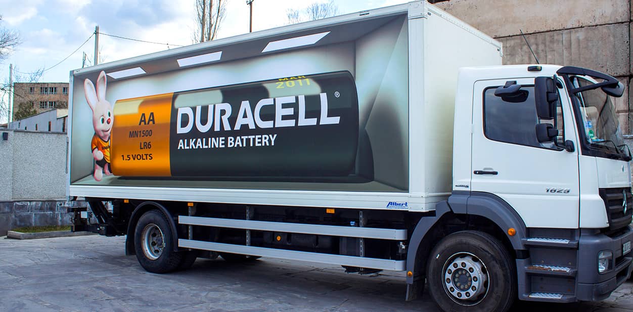 Duracell Alkaline Battery custom vehicle branding solution with product display