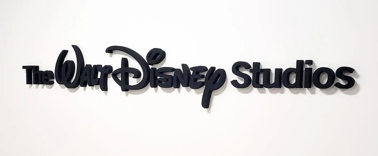 The Walt Disney Studios business logo sign in black made of foam board for interior branding