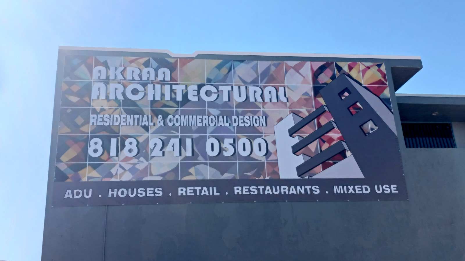 Akraa Architectural Creations banner set up outdoors