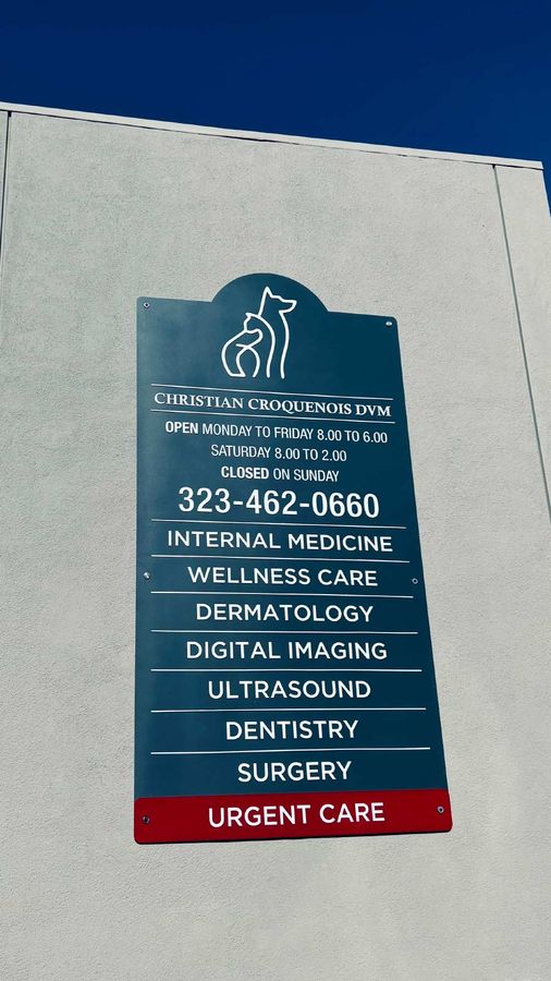 Cahuenga Veterinary Hospital outdoor acrylic sign repair