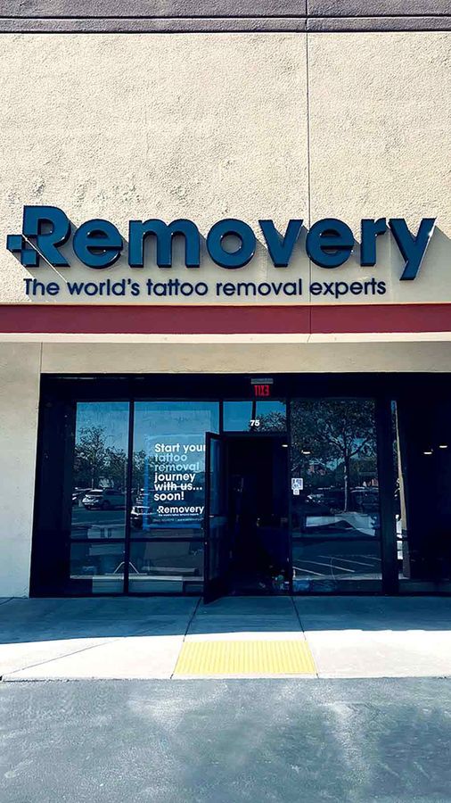 Removery channel letters mounted on the building facade