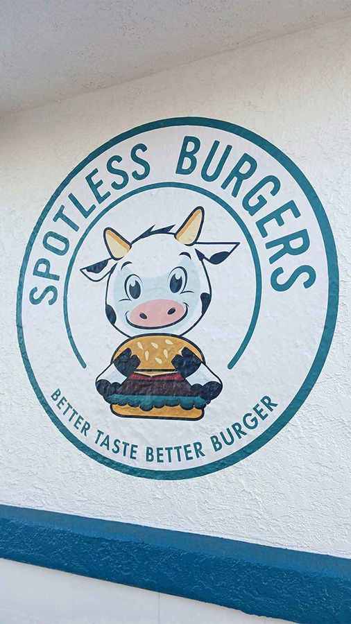 Spotless Burgers wall decal applied to the wall