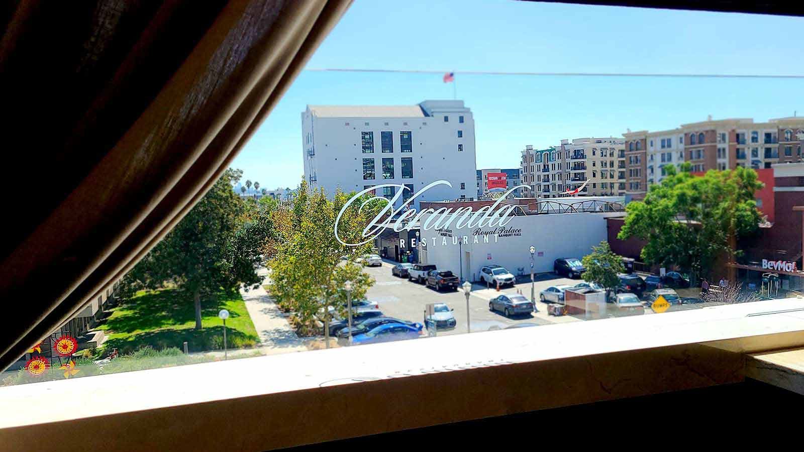 Veranda Restaurant vinyl lettering attached to the window