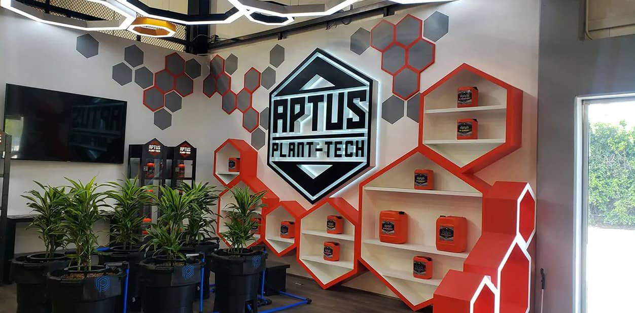 Aptus Plant-Tech feature wall with decorative architectural solutions and illumination
