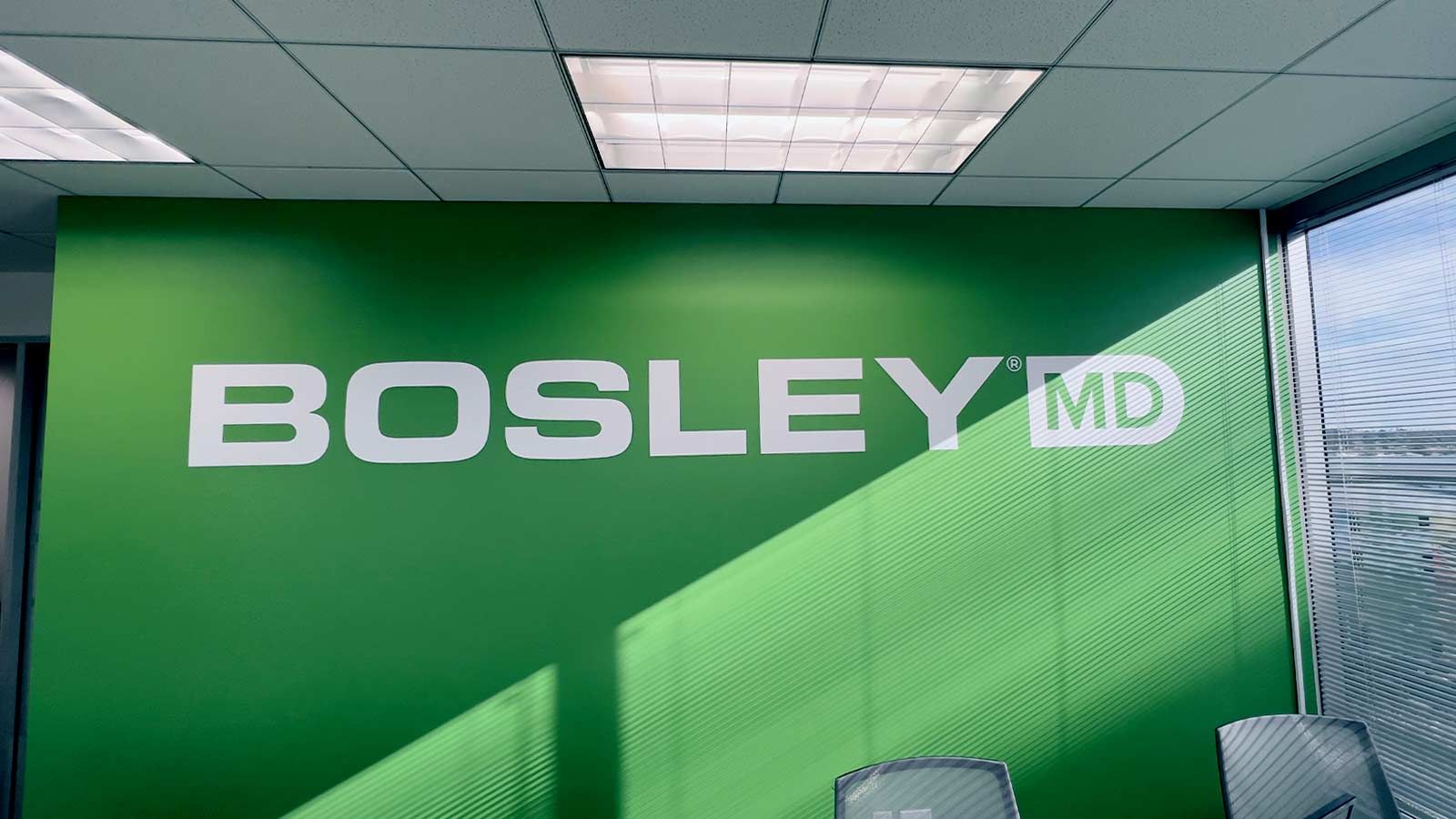 Bosley MD office sign decorating the wall