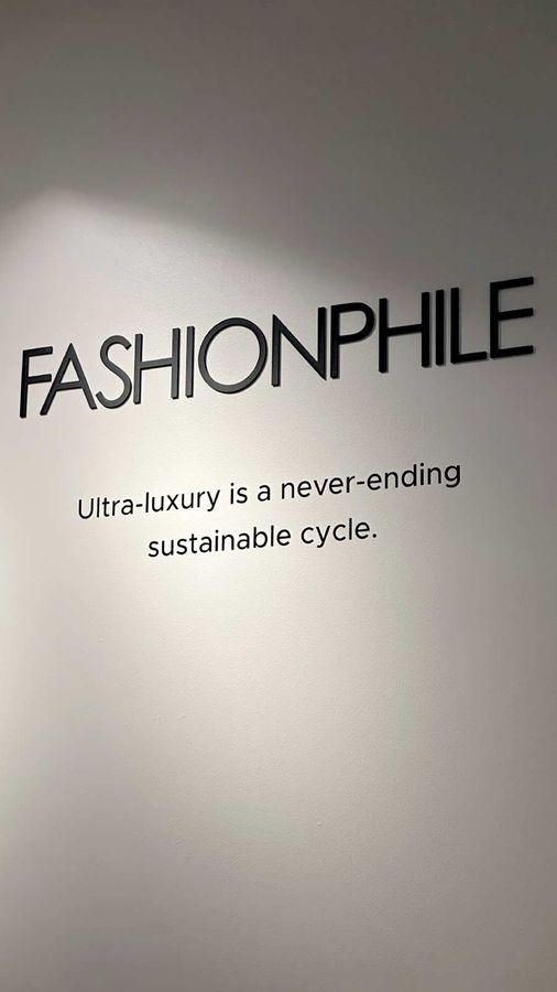 Fashionphile interior sign attached to the wall