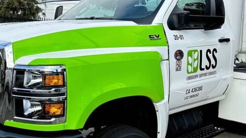 Landscape Support Services car wrap attached to the truck