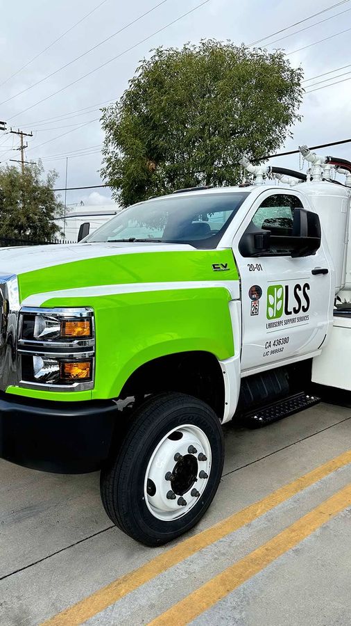 Landscape Support Services car wrap attached to the truck