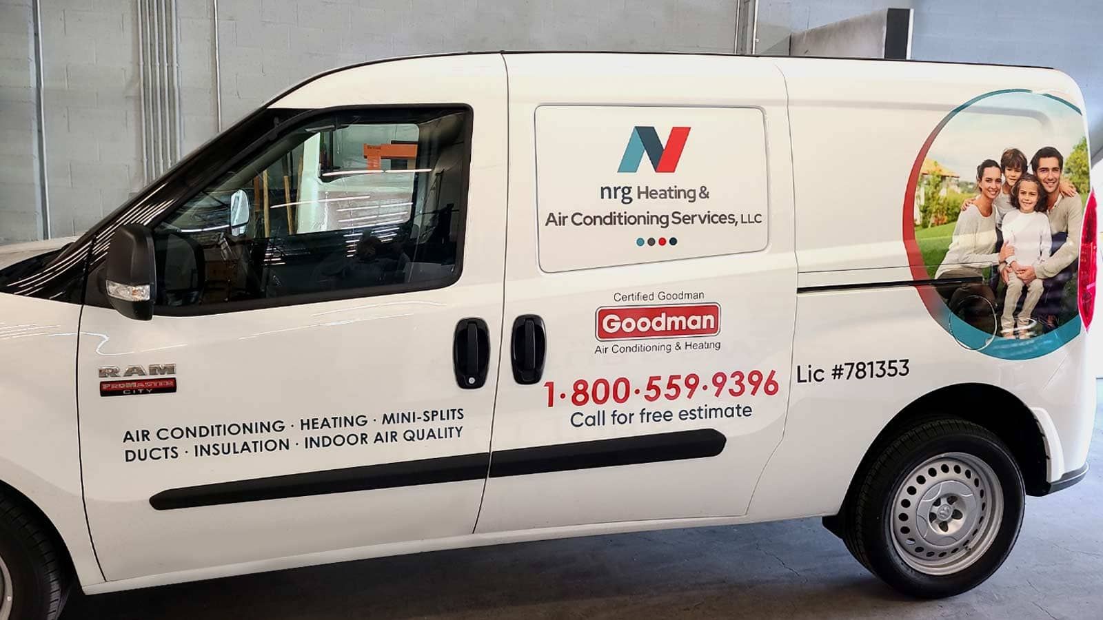 NRG Heating & Air Conditioning Inc. car wraps on doors