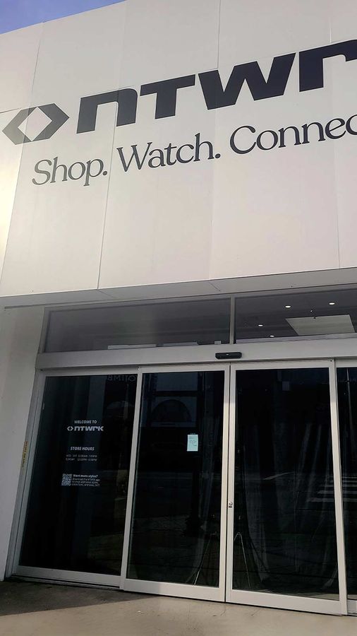 NTWRK window decal attached to the storefront