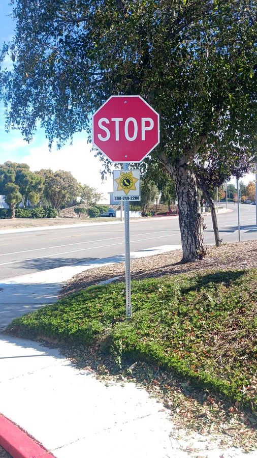 Regulatory road sign installation