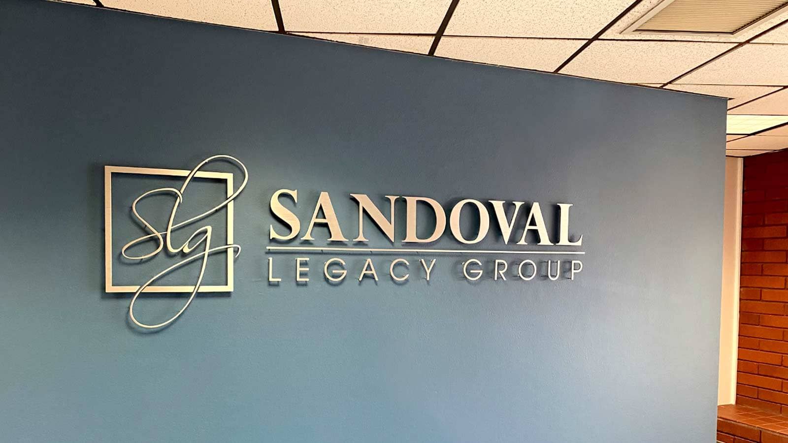 Sandoval Legacy Group 3D sign for interior branding