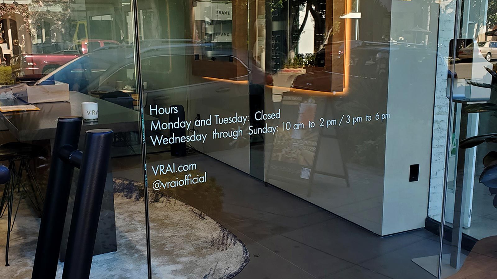 Vrai vinyl lettering attached to the storefront window