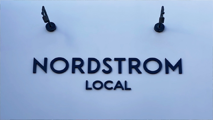 Nordstrom Local custom letter signage in a wall-mount style made of PVC for outdoor branding