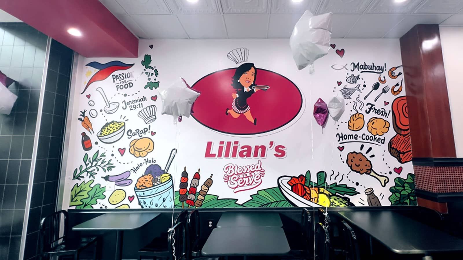 Lilian's Bread and Sweets restaurant wall graphics