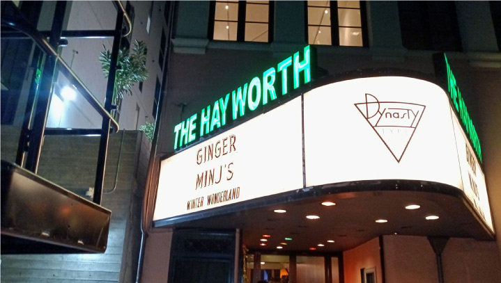 The Hayworth Theater sign replacement of an illuminated display for outdoor branding