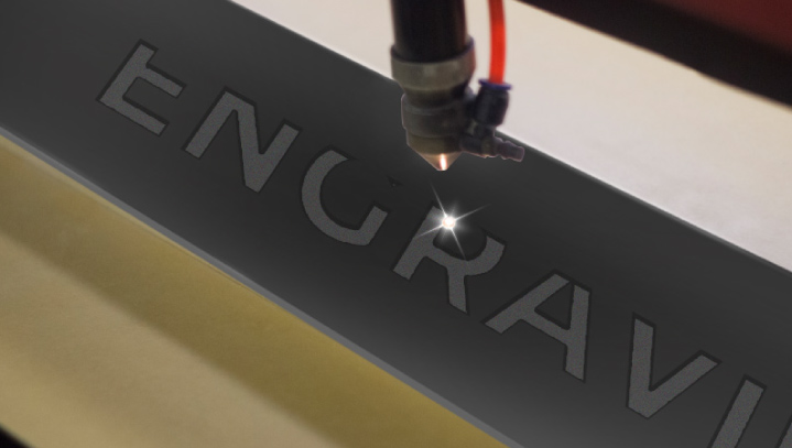 Laser engraving process on a plastic sheet using state-of-the-art technology
