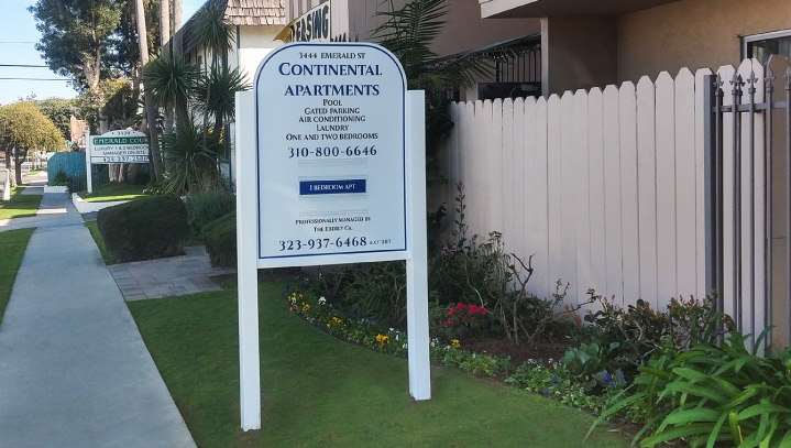 Continental Apartments real estate sign installation for advertising