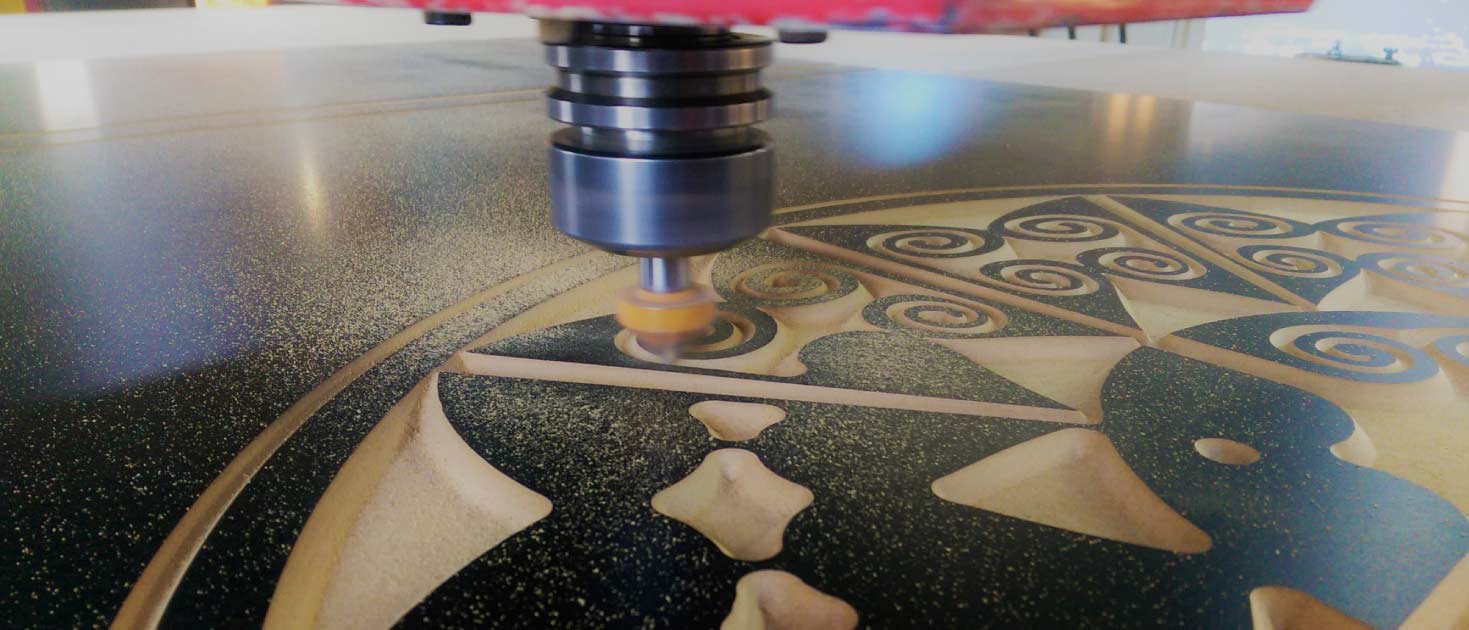 Custom CNC engraving process on a wooden sheet for decorative purposes