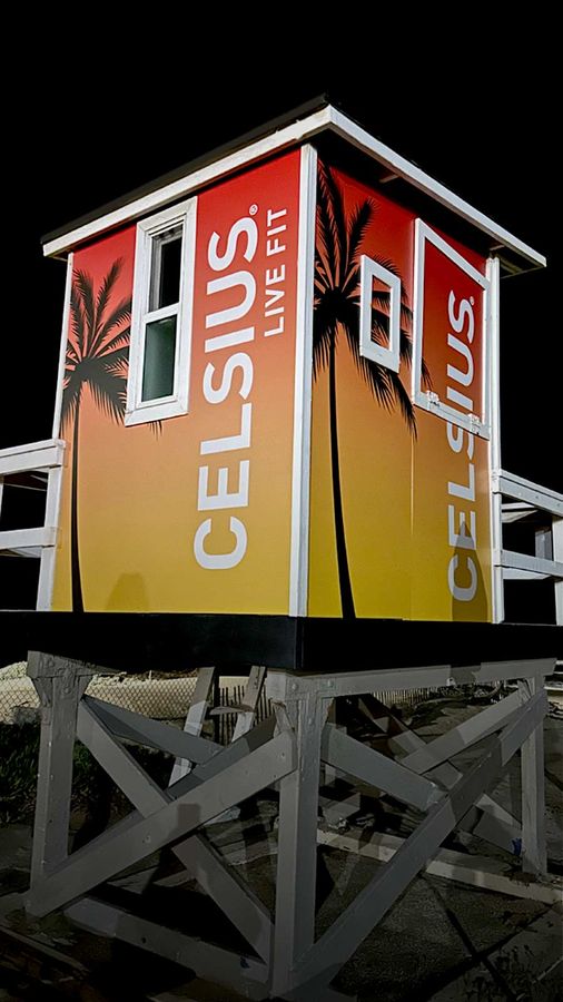 CELSIUS custom signage set up outdoors