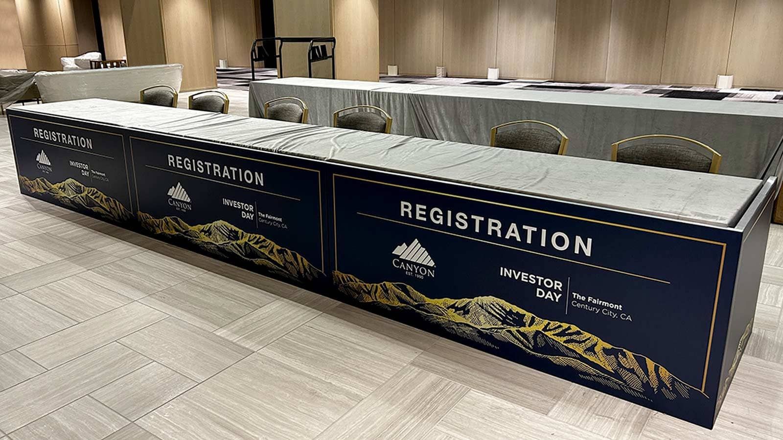 Canyon Partners event signs placed in the building