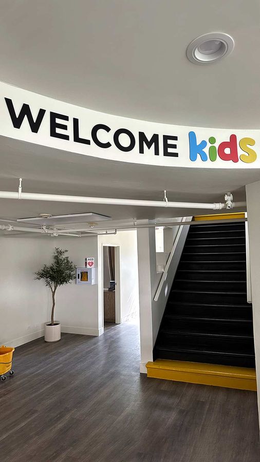 Dream Center custom letter sign applied indoors