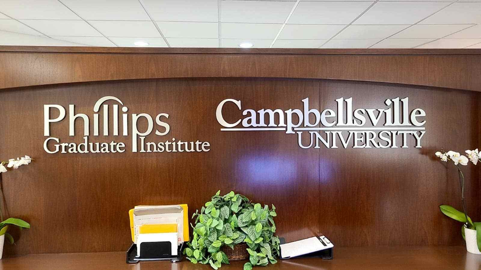 Phillips Education Center 3D signs attached to the wall