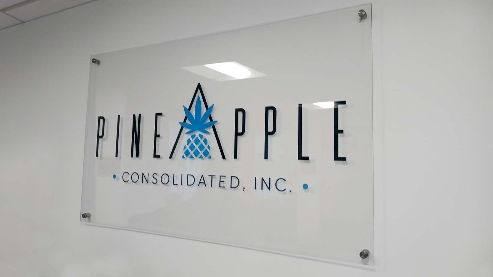 Pineapple Consolidated office sign attached to the wall