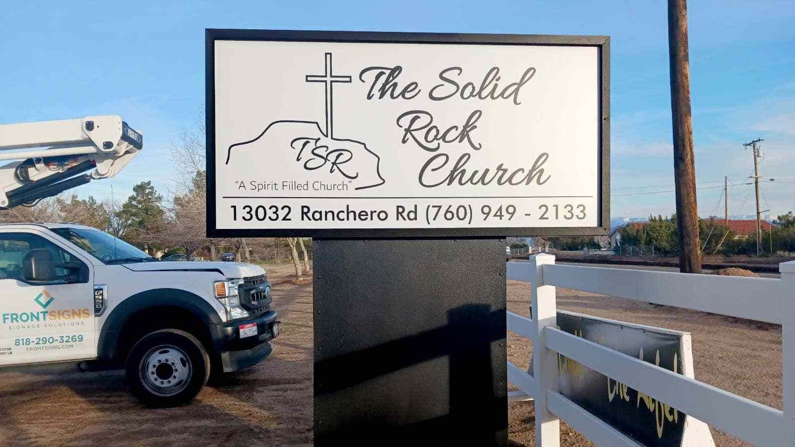 Solid Rock Church light box sign replacement for outdoors