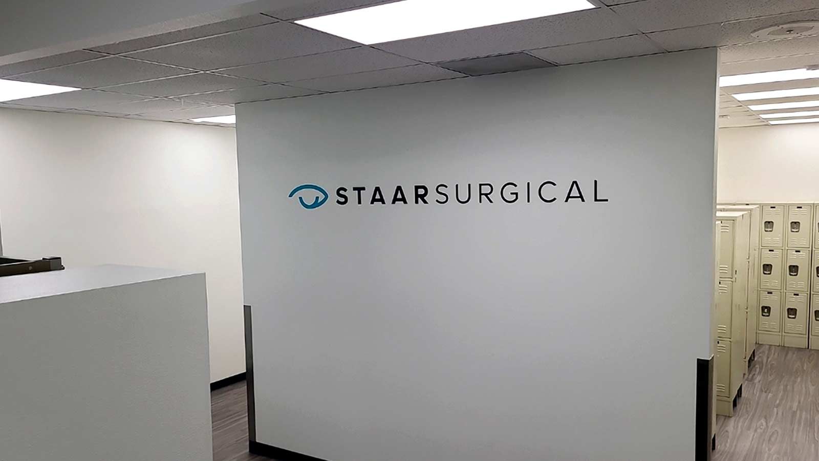 Staar Surgical vinyl lettering applied to the wall