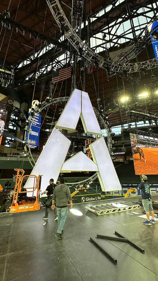 The American Rodeo 3D sign installed indoors