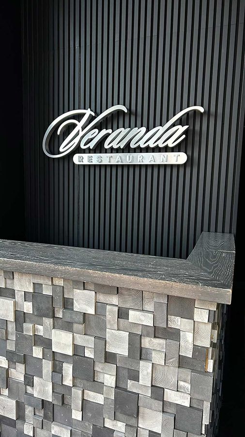 Veranda logo sign mounted on the wall