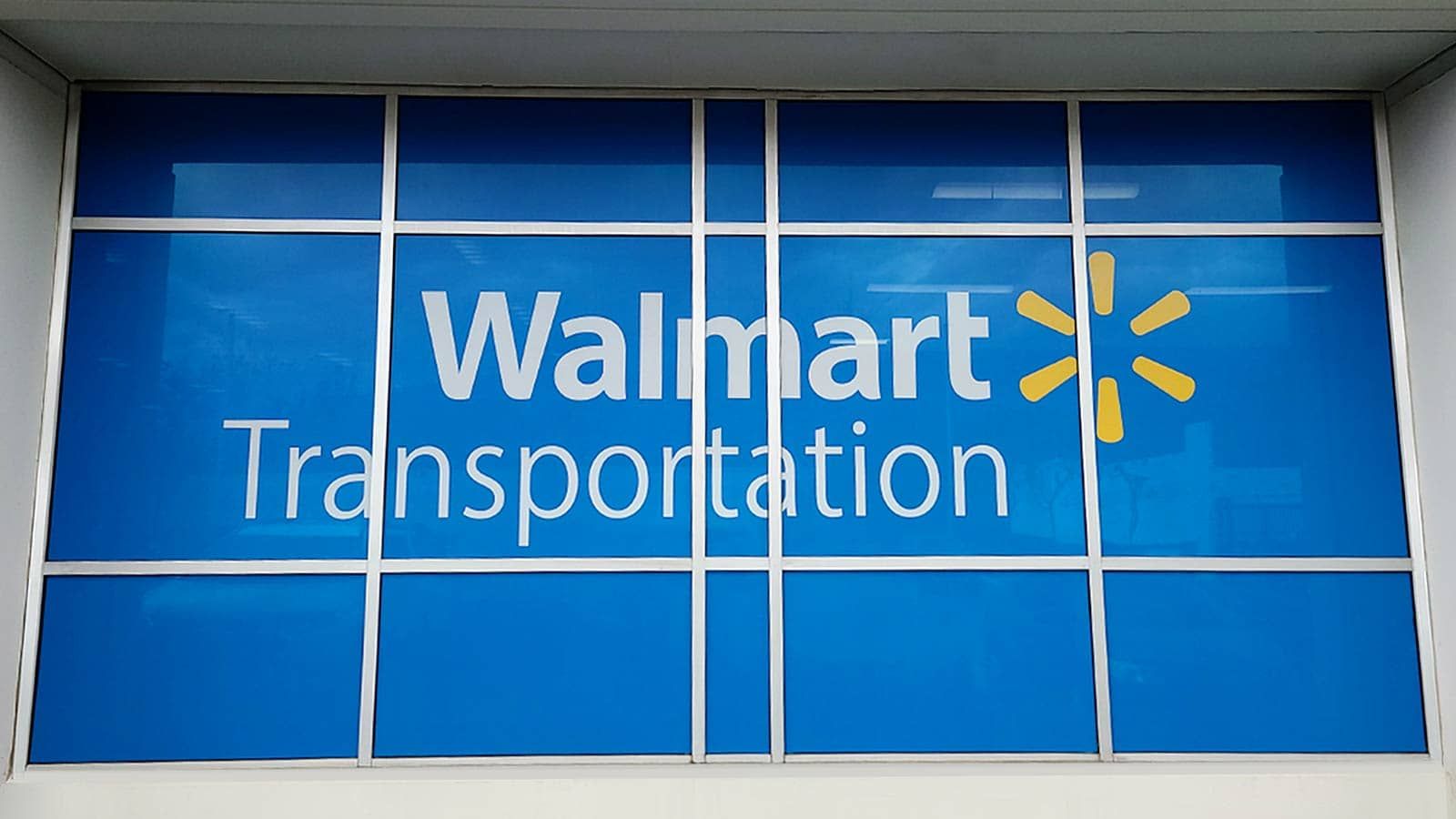 Walmart window decals applied to the storefront
