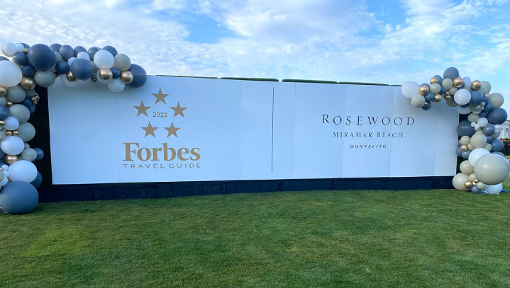 Forbes modern sign in a free standing style made of dibond for branding an event outdoors