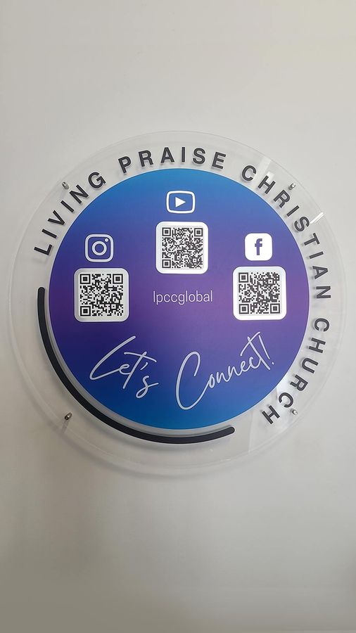 Living Praise Christian Church interior sign on the wall