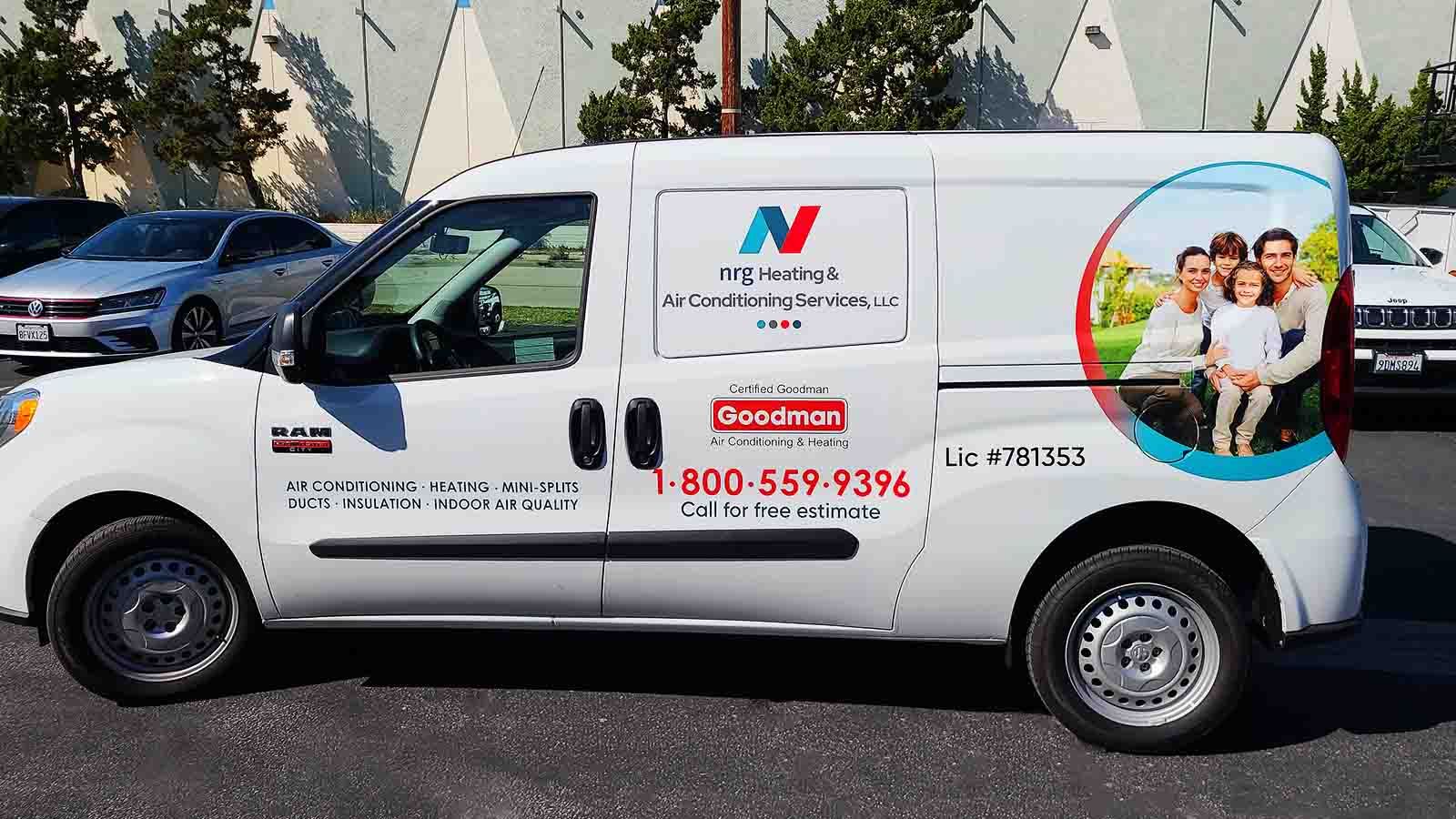 NRG Heating & Air Conditioning car door wraps